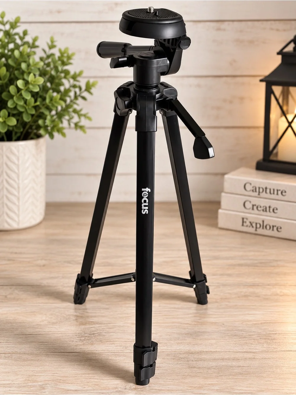 Focus Adjustable Camera Tripod w/ Pan Tilt Head & Quick Release Mount